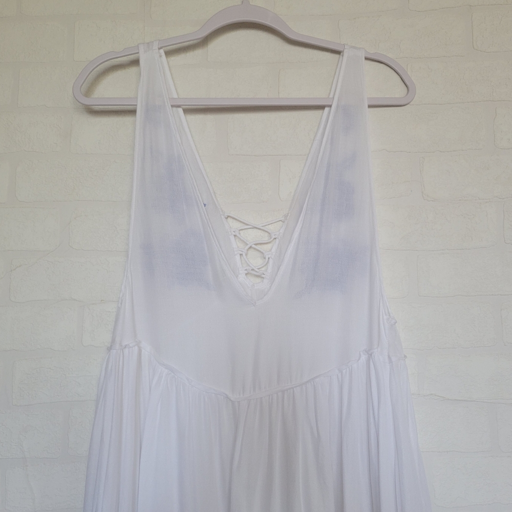 Free People White Dress with Blue Floral Accents - Picture 7 of 9